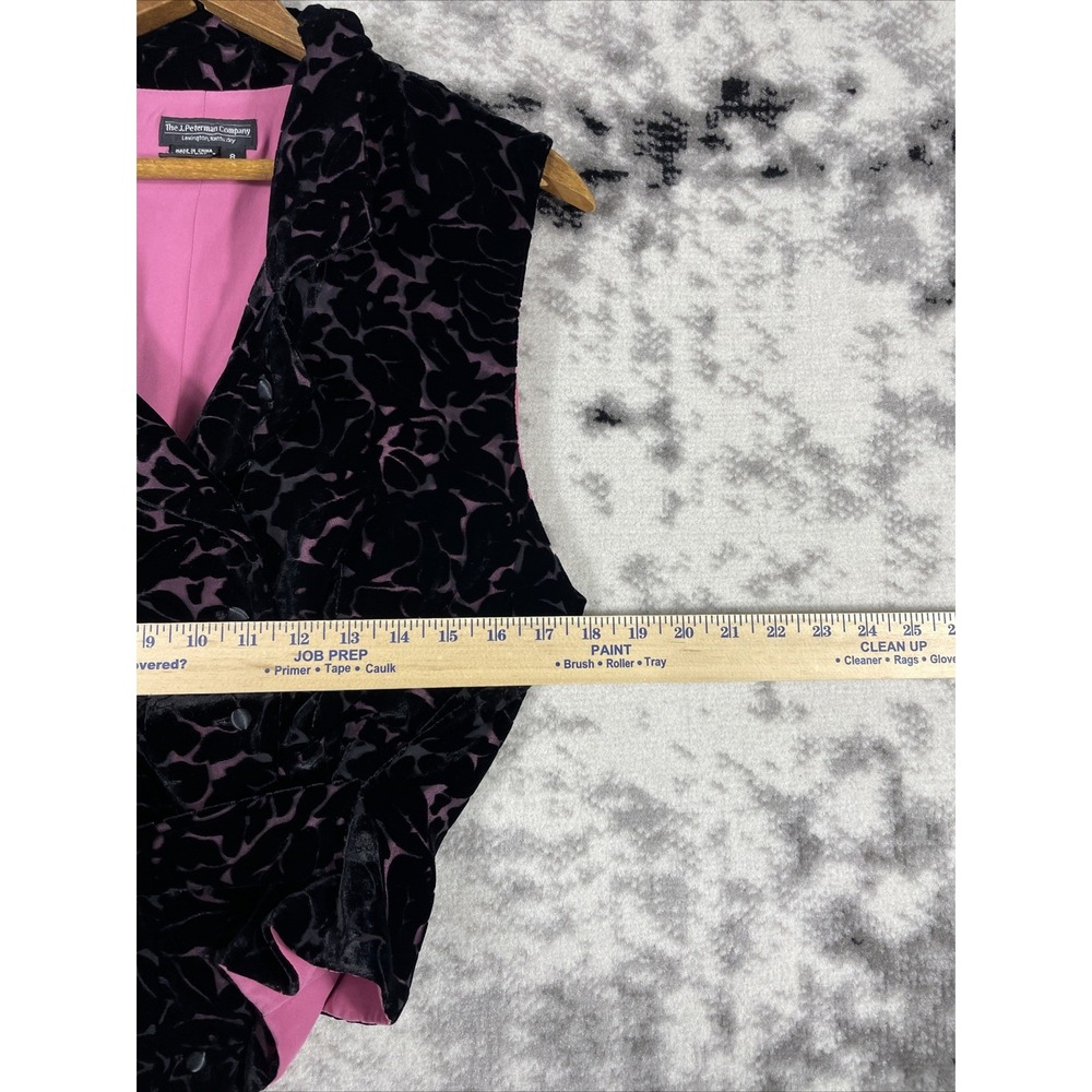 The J Peterman Company Jacket‎ Vest Womens Size 8 Black Velour Rayon Silk Floral - Picture 3 of 8